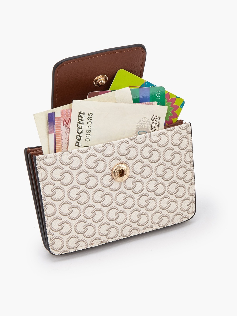 Monogram Print Card Holder with Flap Closure