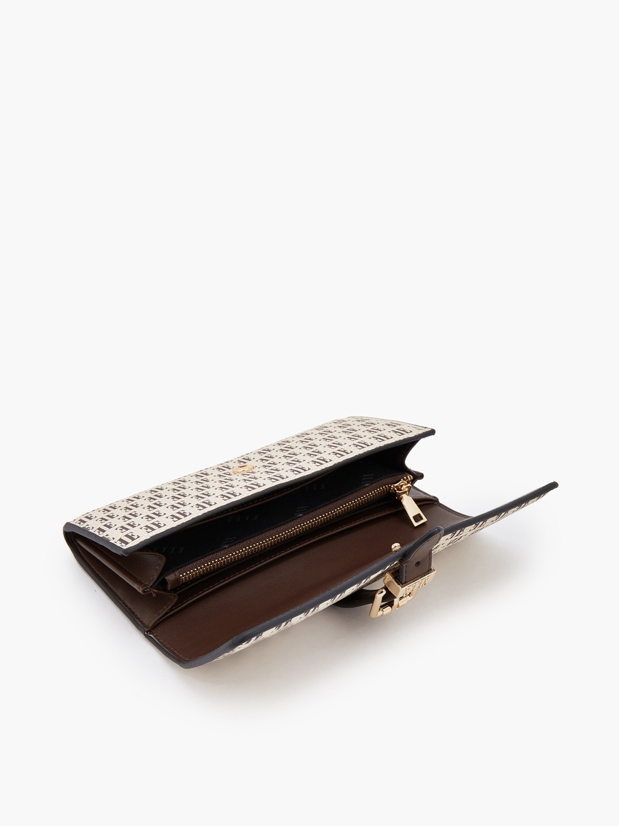 محفظة بطبعة مونوجرام مع إغلاق بزر كبس