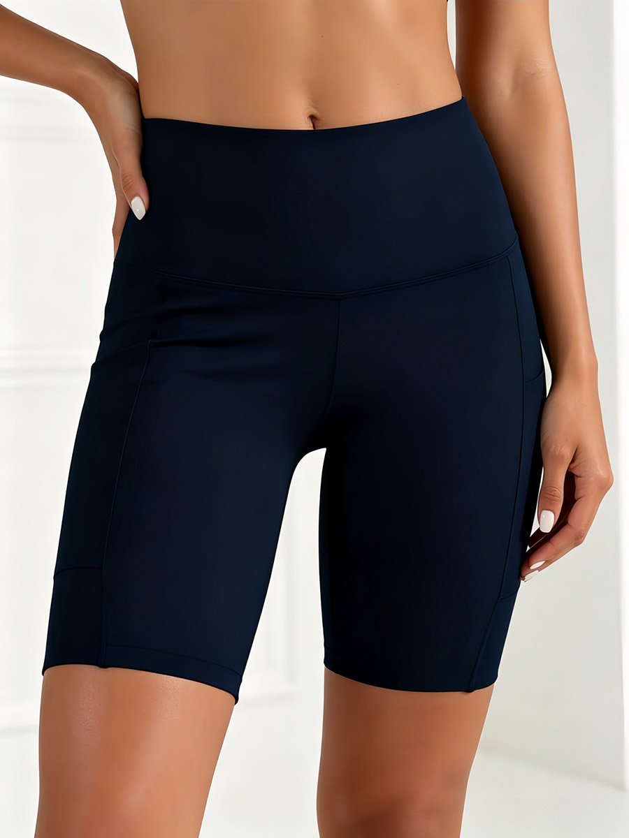 Solid Short Leggings with Pockets