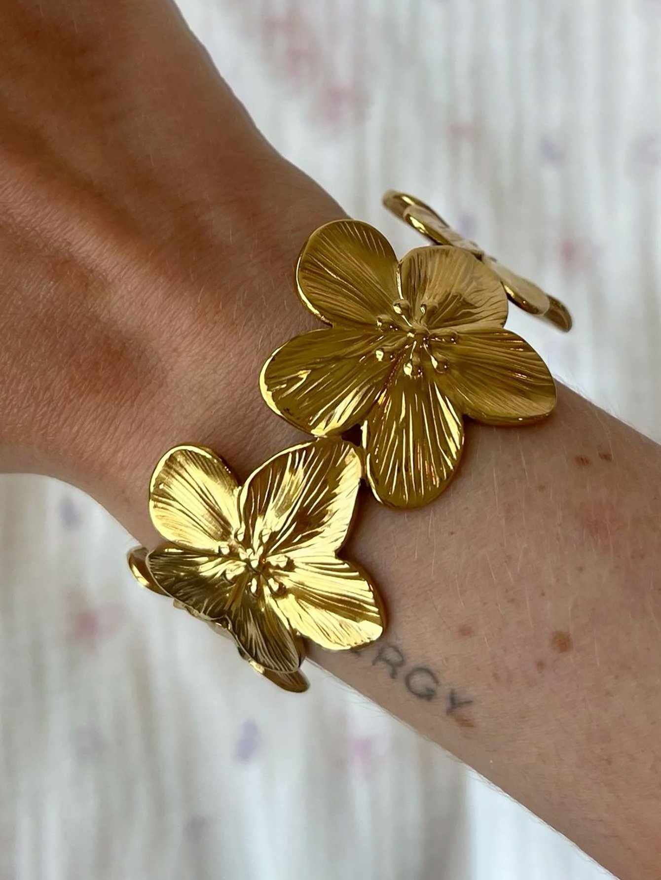 Golden Blossom Bangle Bracelet