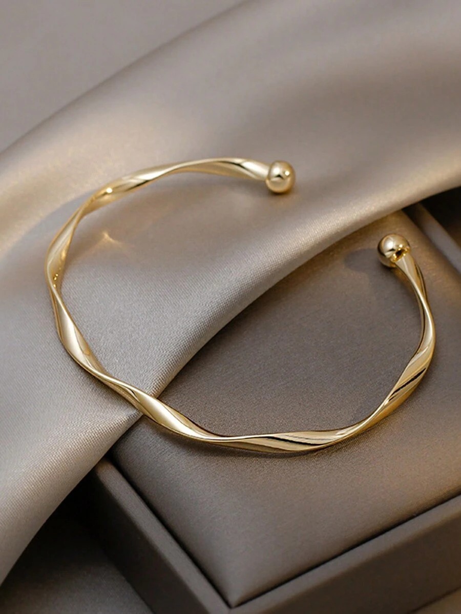 Gold Twisted Cuff Bangle