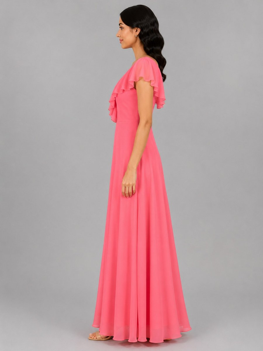 Pink Georgette Ruffled Maxi Dress