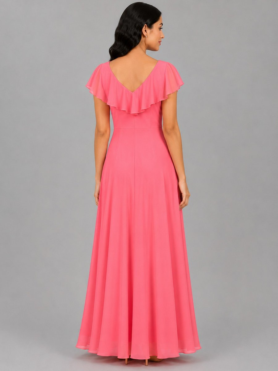 Pink Georgette Ruffled Maxi Dress