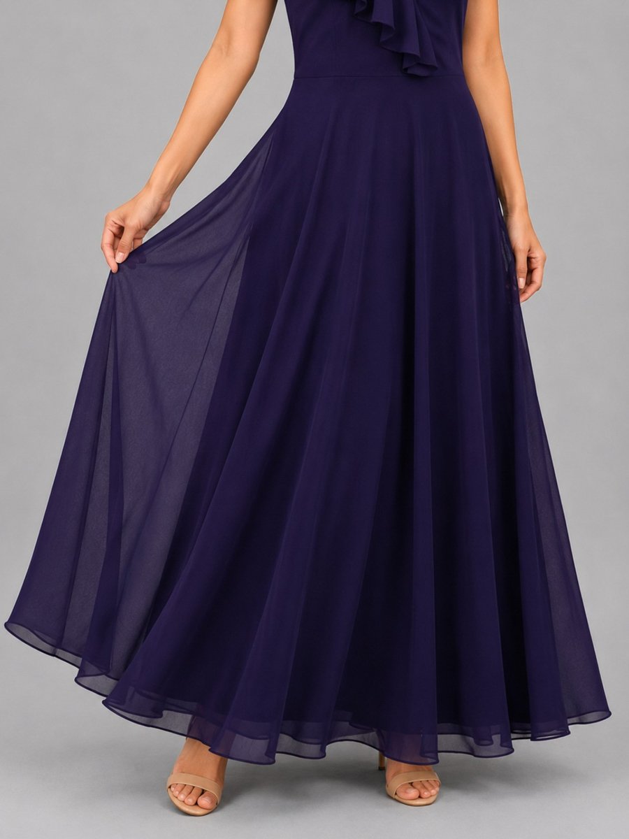 Purple Georgette Ruffled Maxi Dress