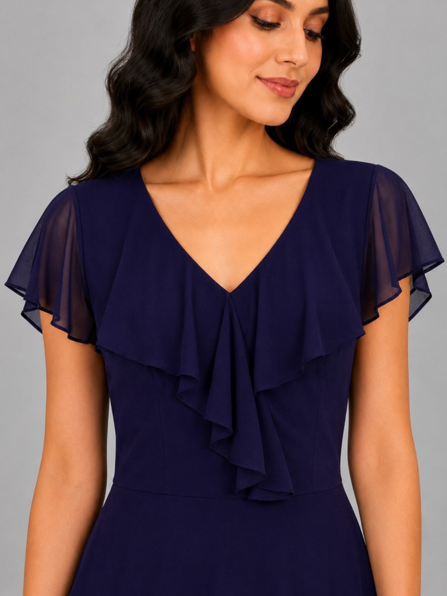 Purple Georgette Ruffled Maxi Dress