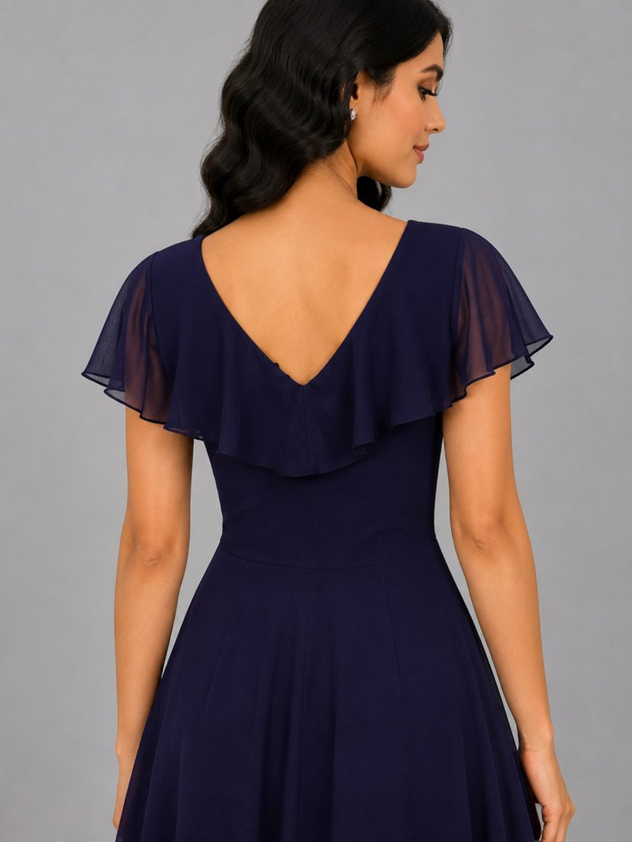 Purple Georgette Ruffled Maxi Dress