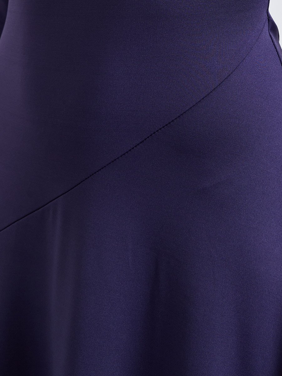 Purple High Neck A-Line Midi Dress
