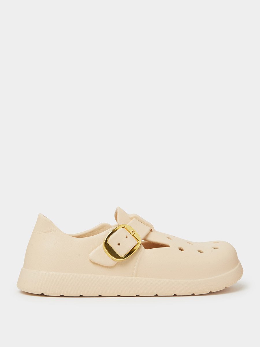 White Buckle Comfort Pool Shoes