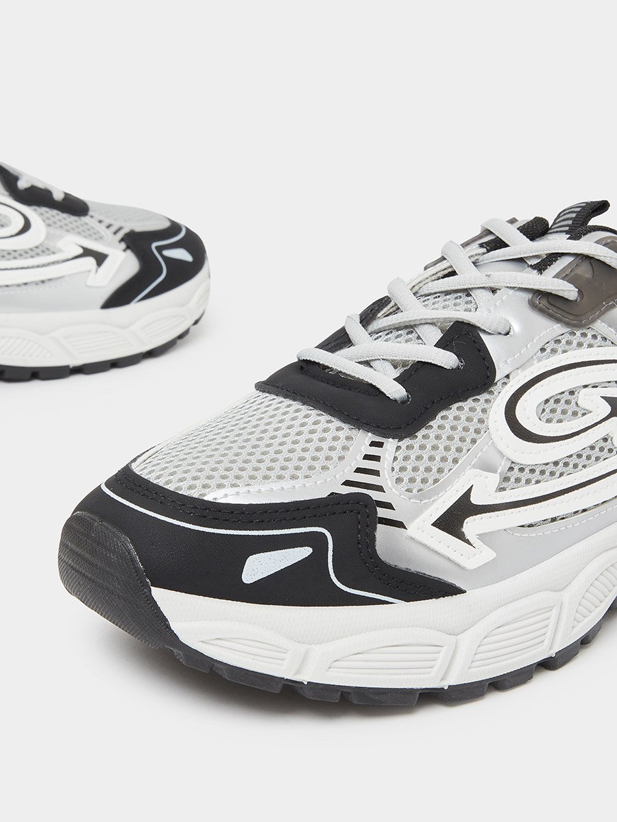 Men White Mesh Athletic Sneakers