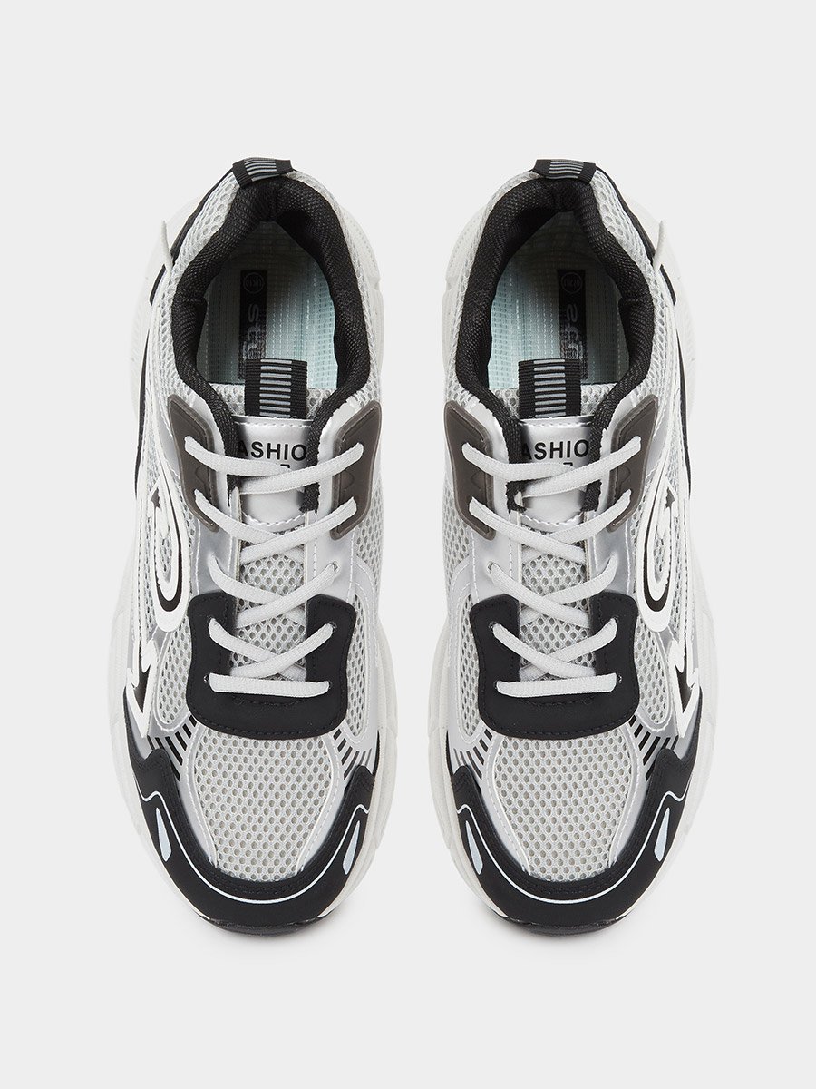 Men White Mesh Athletic Sneakers