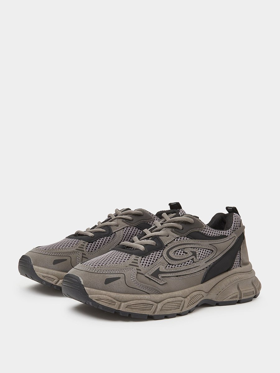Men Grey Mesh Athletic Sneakers