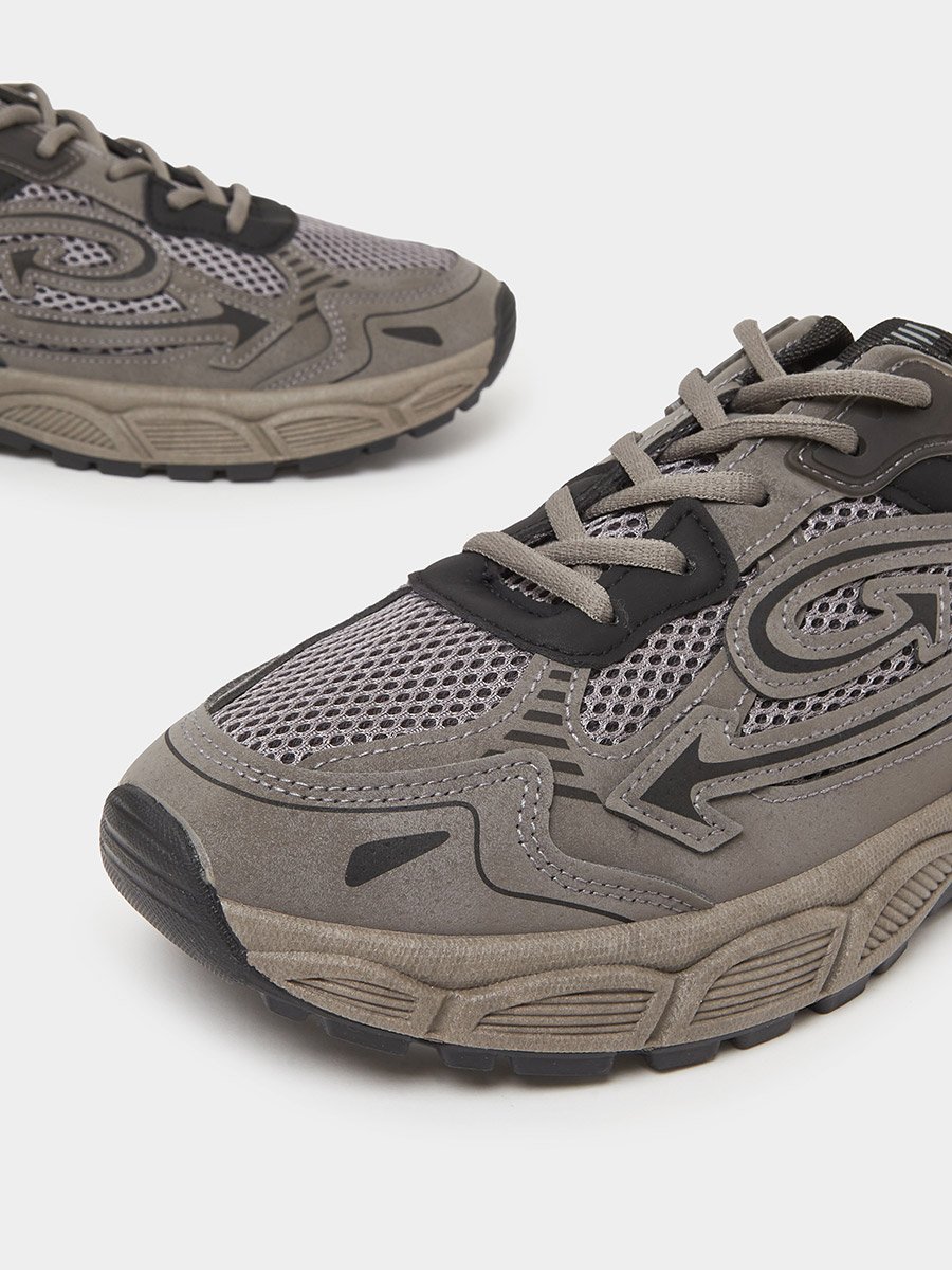 Men Grey Mesh Athletic Sneakers