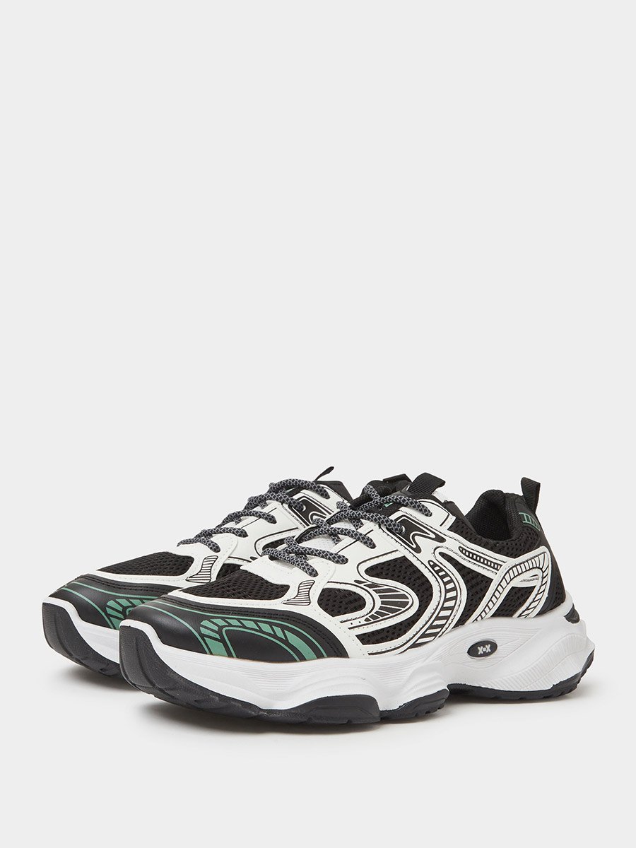 Black Chunky Mesh Sport Sneakers