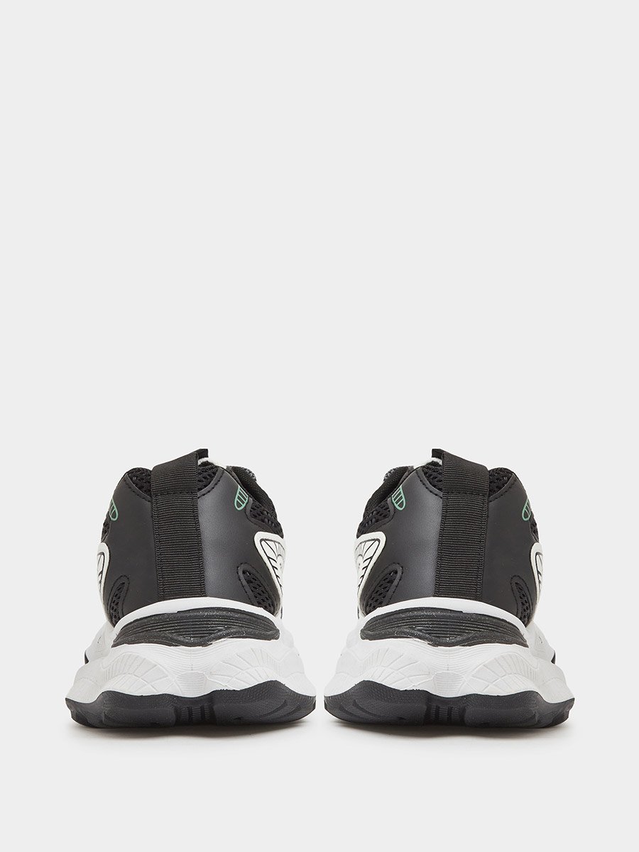 Black Chunky Mesh Sport Sneakers