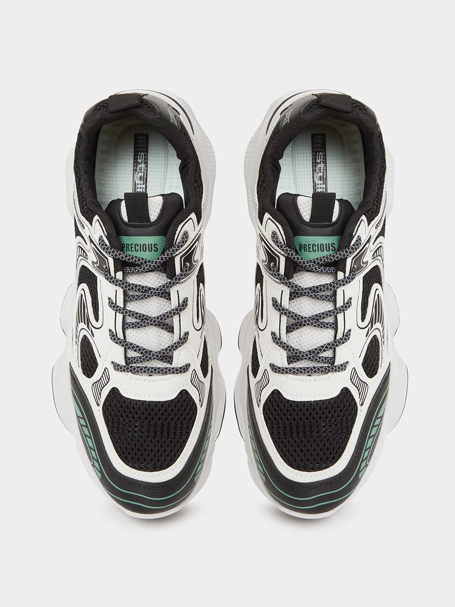 Black Chunky Mesh Sport Sneakers