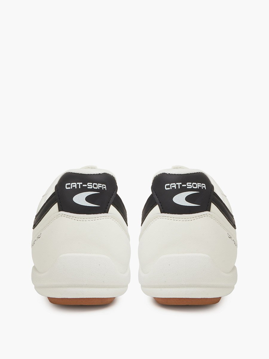 White Lace-Up Retro Style Sneakers