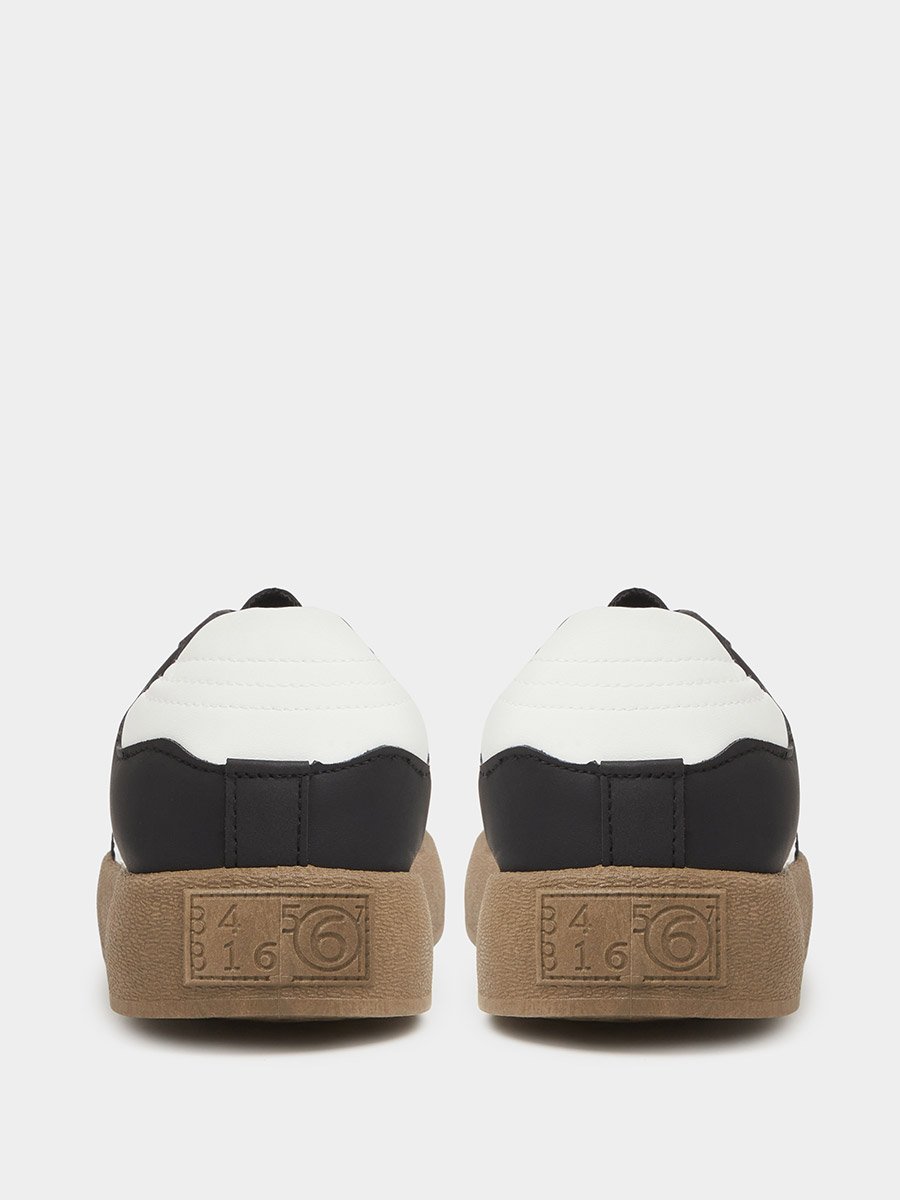 Black Classic Court Sneakers with White Stripes