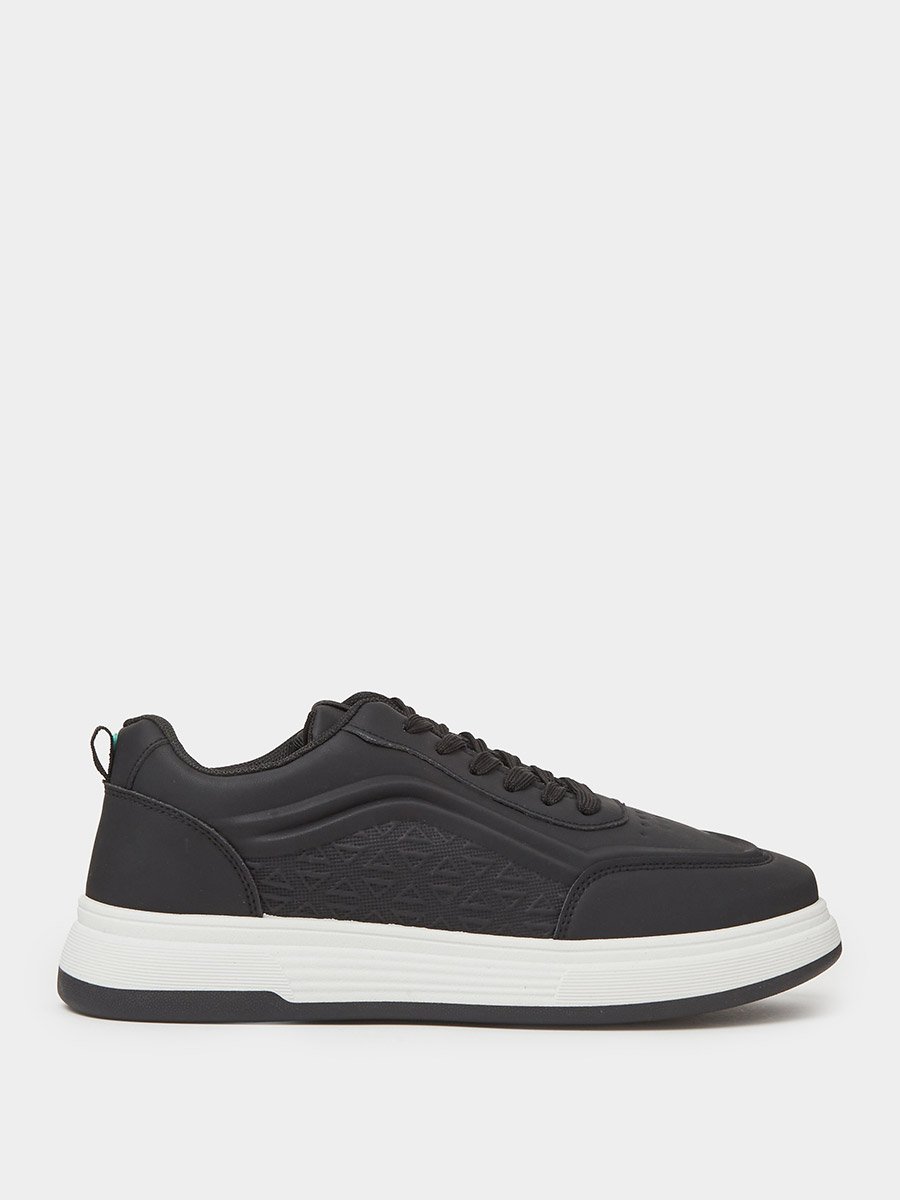Black Lace-Up Urban Sports Sneakers