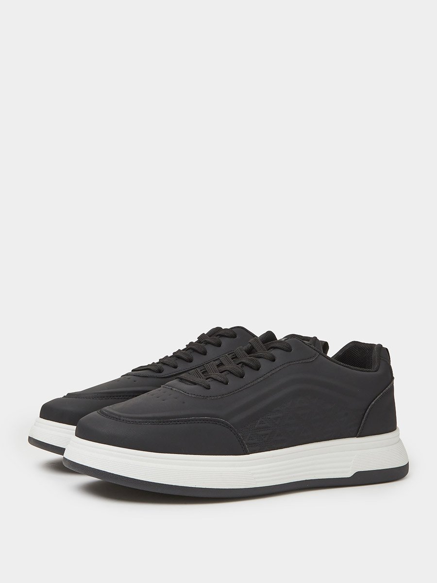 Black Lace-Up Urban Sports Sneakers