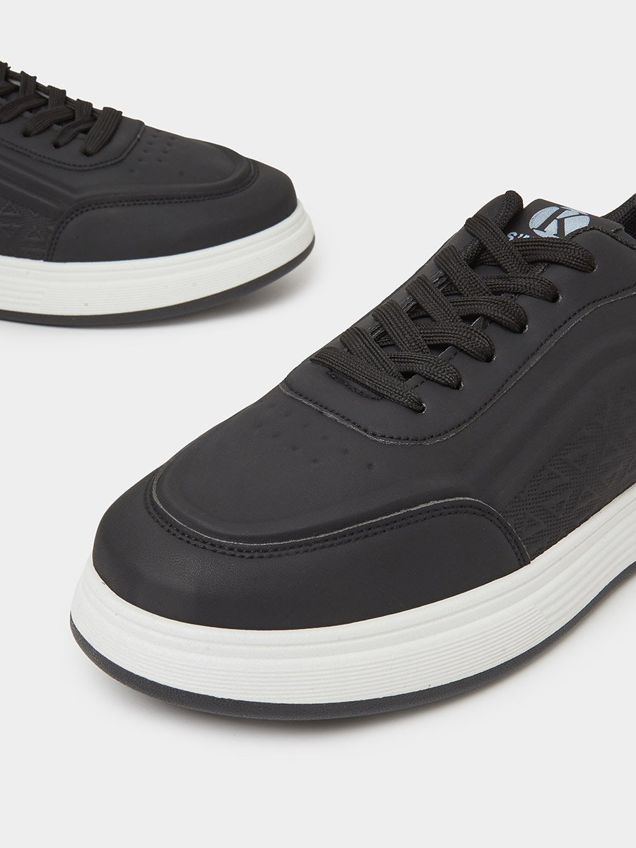 Black Lace-Up Urban Sports Sneakers