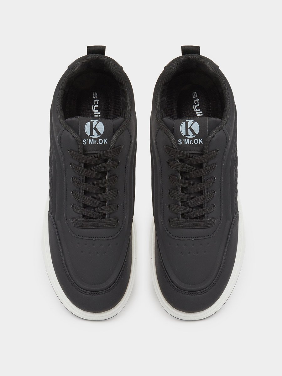 Black Lace-Up Urban Sports Sneakers