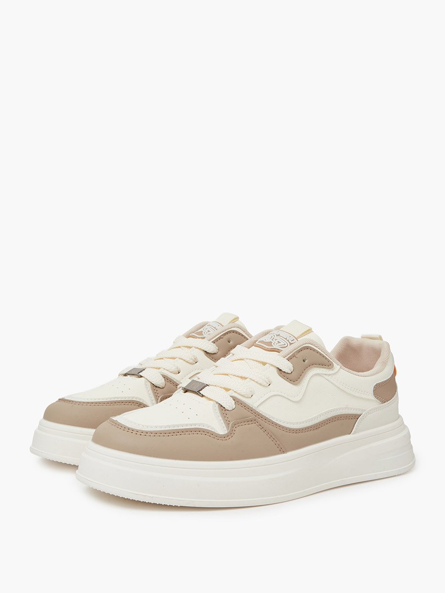 Off White Panel Design Sports Sneakers