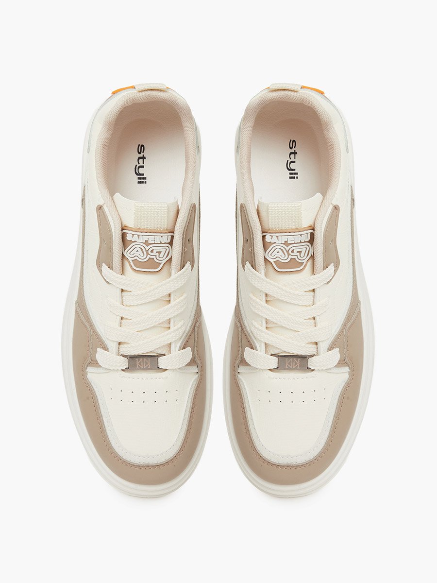 Off White Panel Design Sports Sneakers