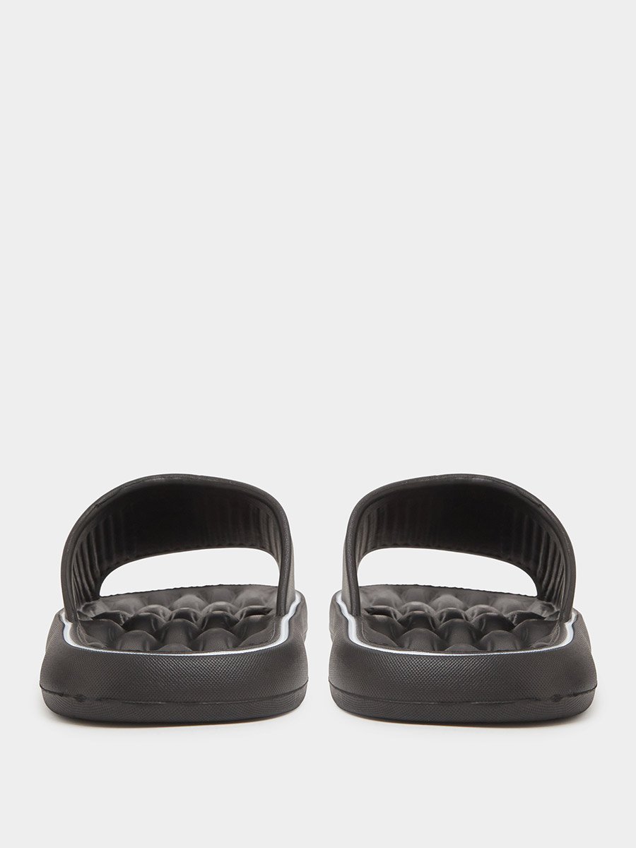 Black Cushioned Open Toe Slides