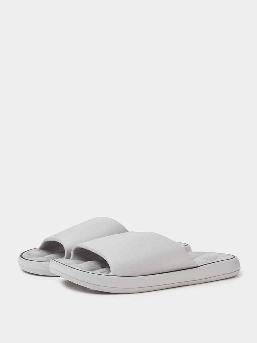 Grey Cushioned Open Toe Slides