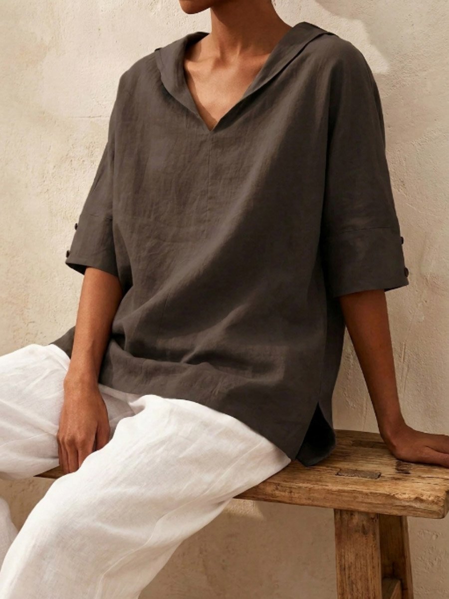 Coffee Brown 3/4 Sleeve Regular Top