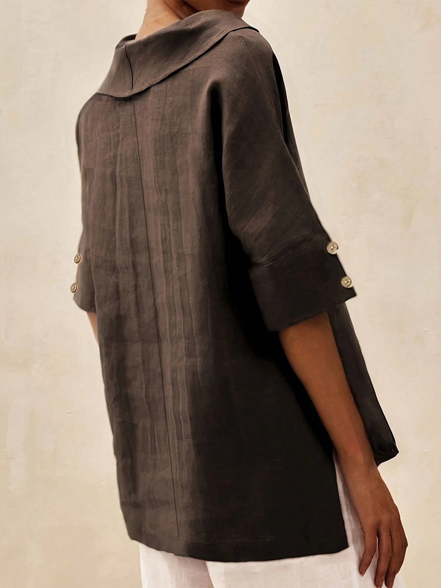 Coffee Brown 3/4 Sleeve Regular Top