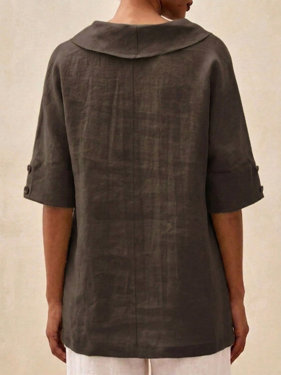Coffee Brown 3/4 Sleeve Regular Top