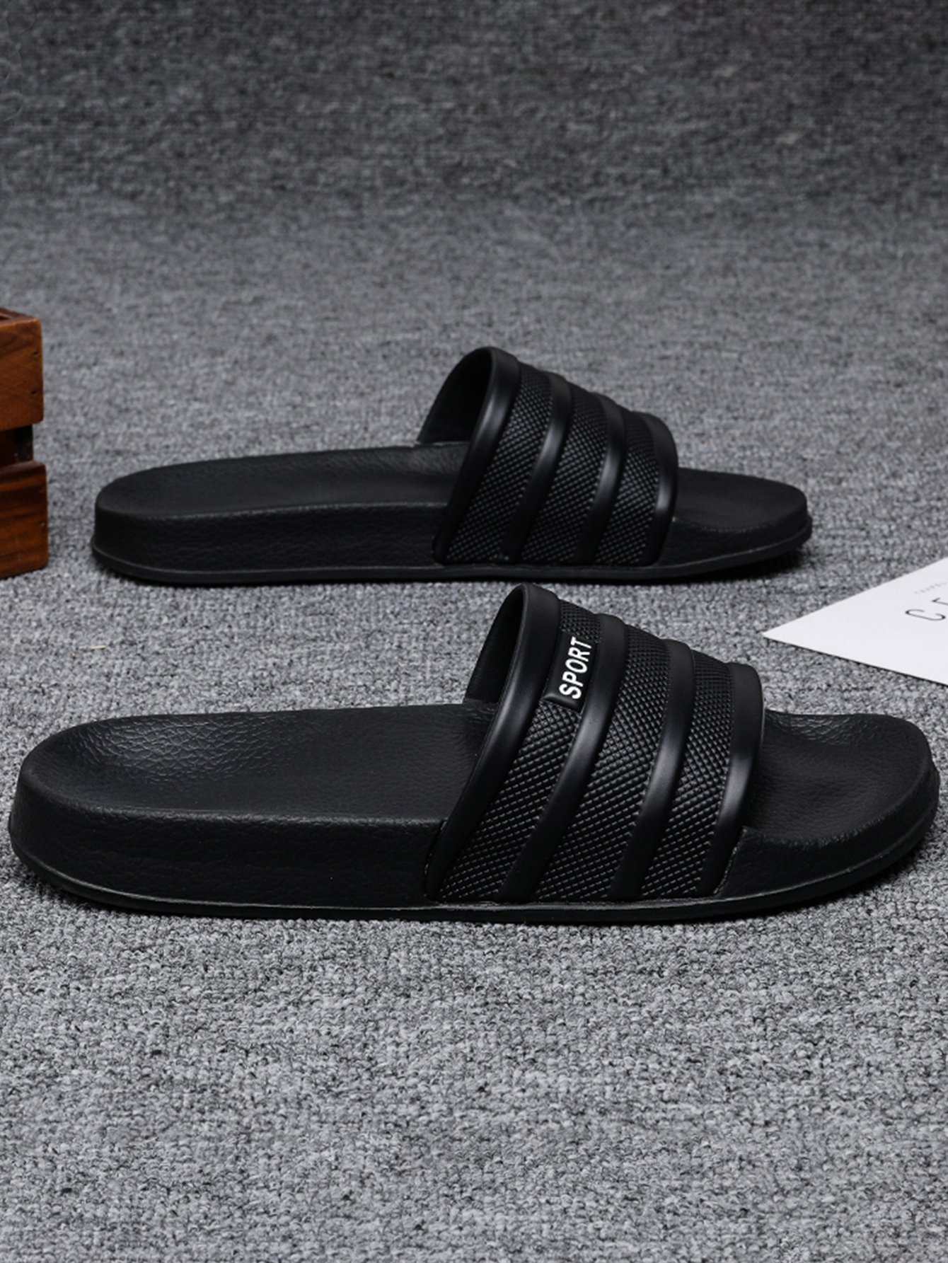 Men Black Slide Sandals