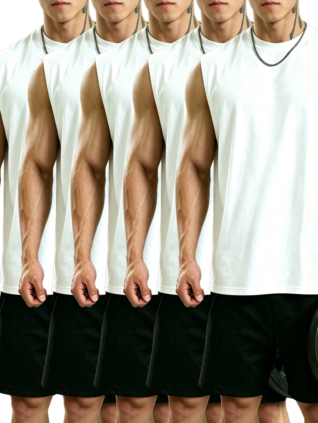 Pack of 3 - Plain White Gym Tank Top