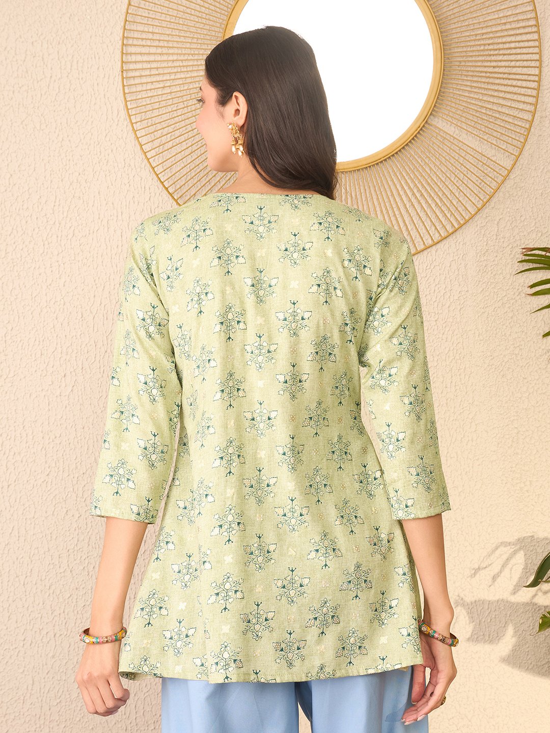 Green Floral Peplum Top
