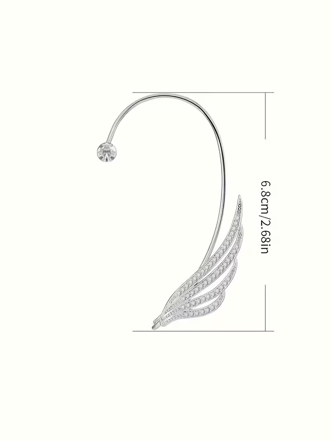 Silver Angel Wing Ear Cuff with Crystal