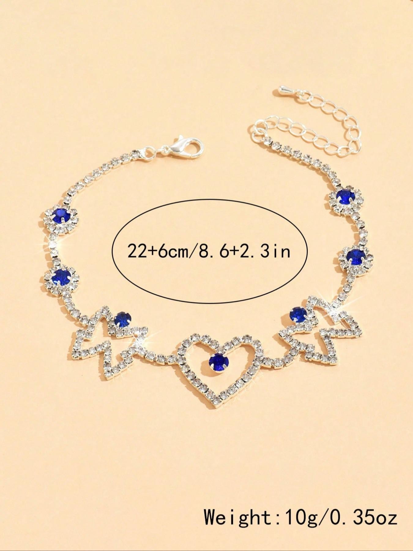Blue Heart and Butterfly Anklet