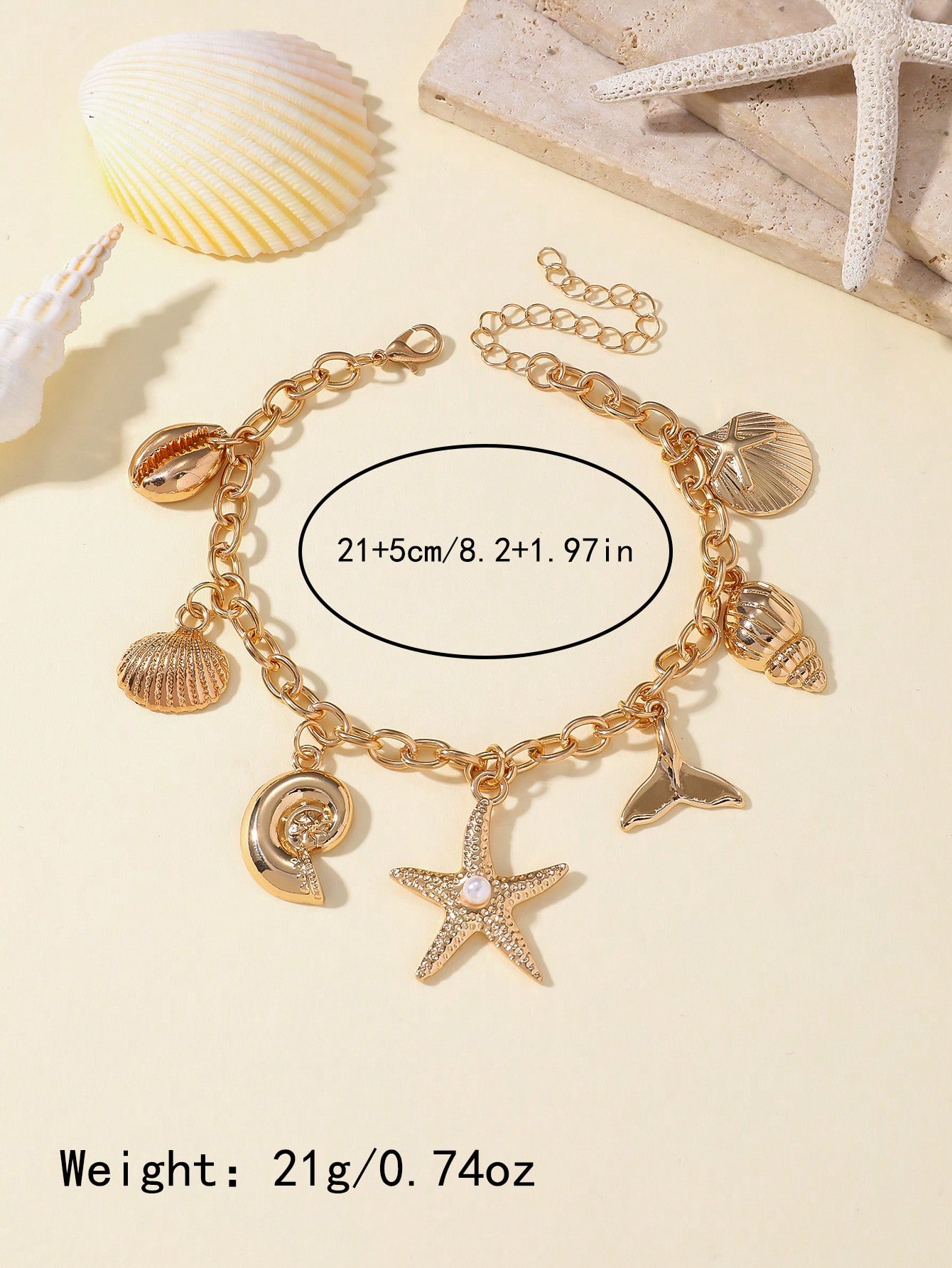 Gold-Tone Ocean Charm Anklet