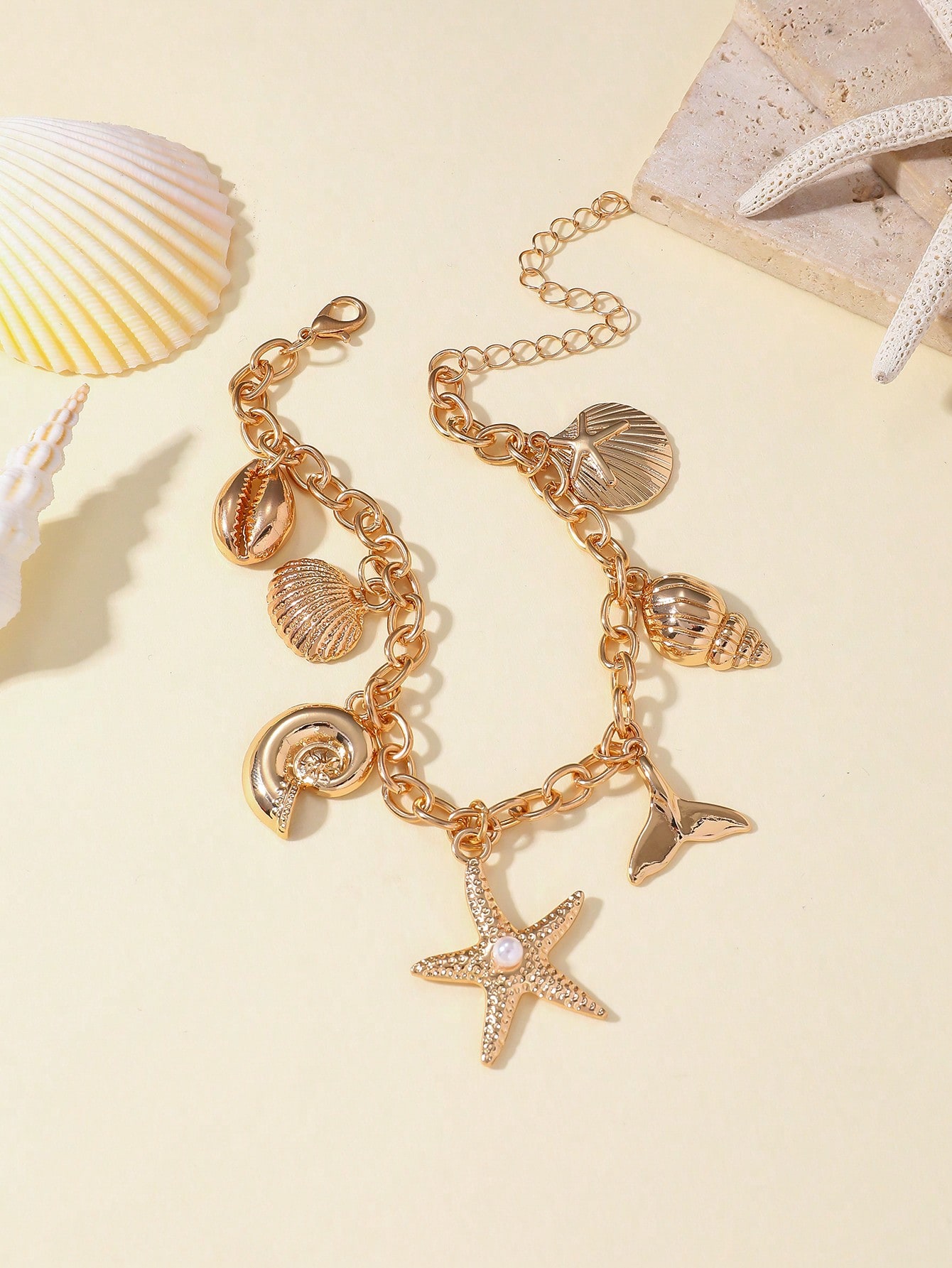 Gold-Tone Ocean Charm Anklet
