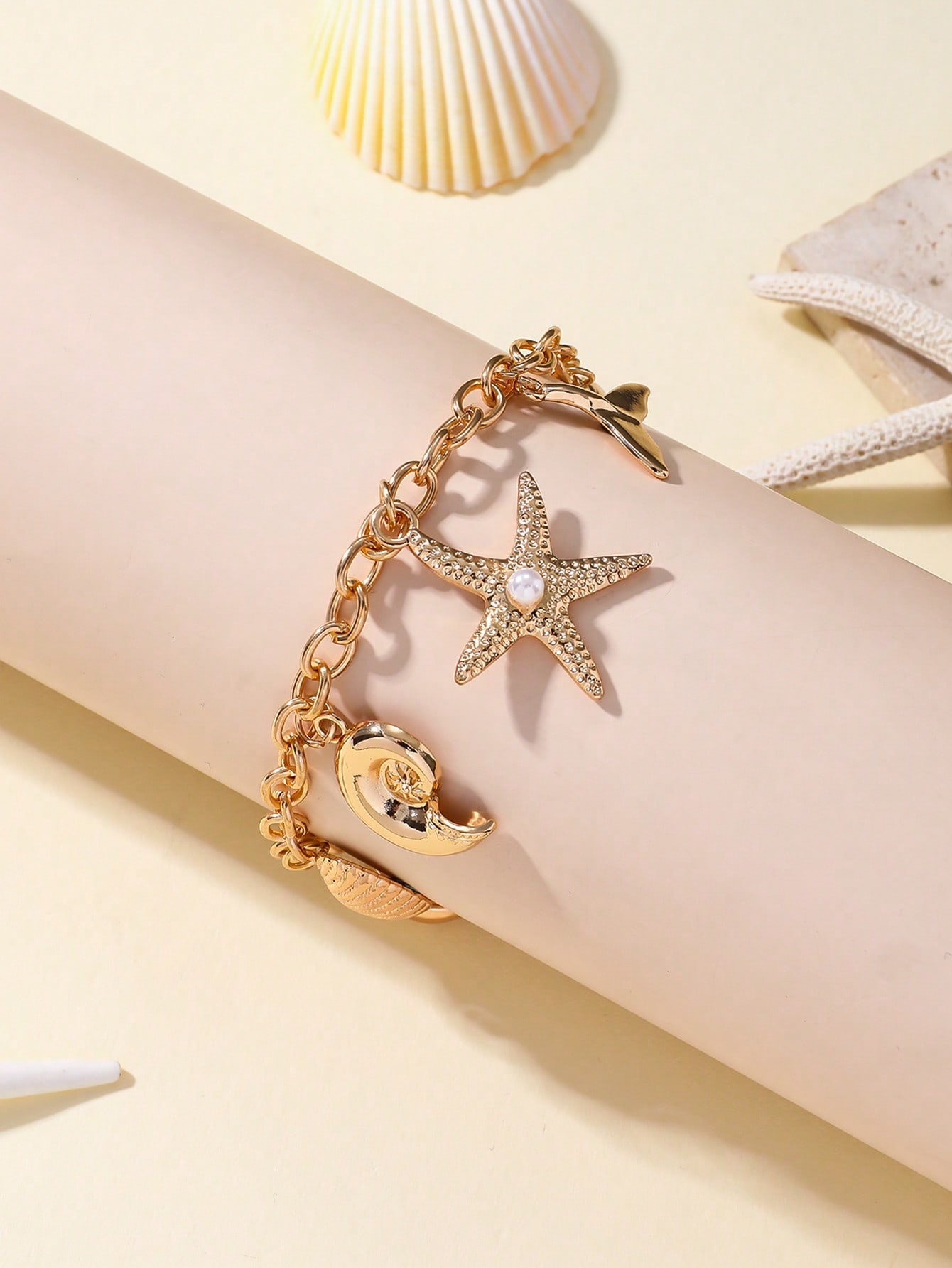 Gold-Tone Ocean Charm Anklet