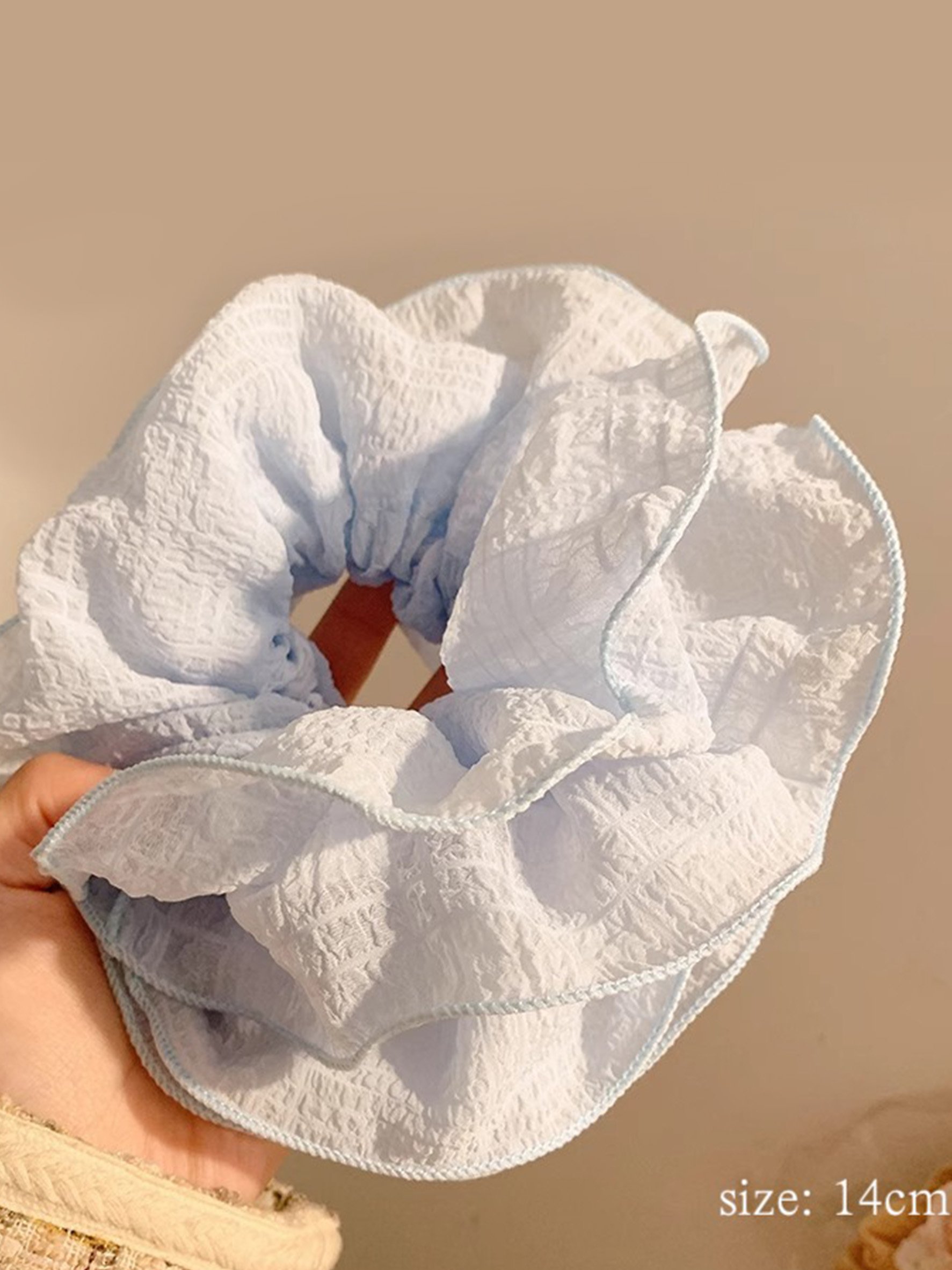 Light Blue Crinkle Ruffle Scrunchie, 14cm