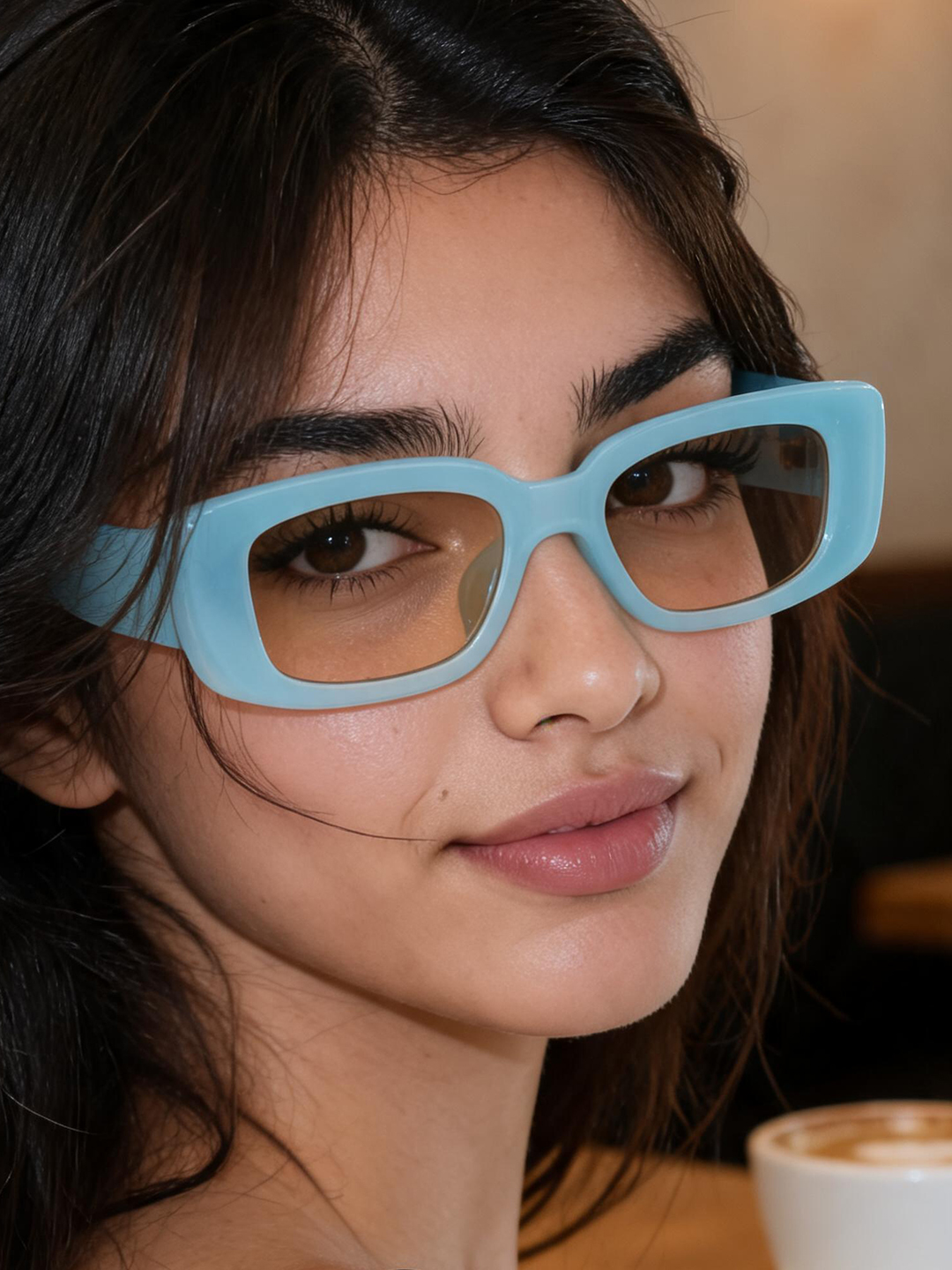 Blue Rectangular Polarized Sunglasses