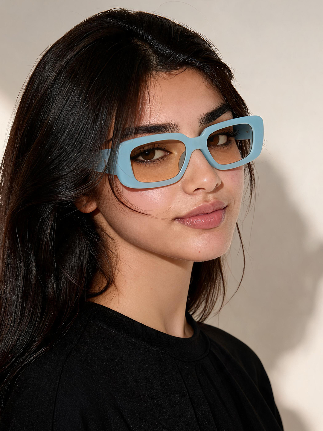 Blue Rectangular Polarized Sunglasses