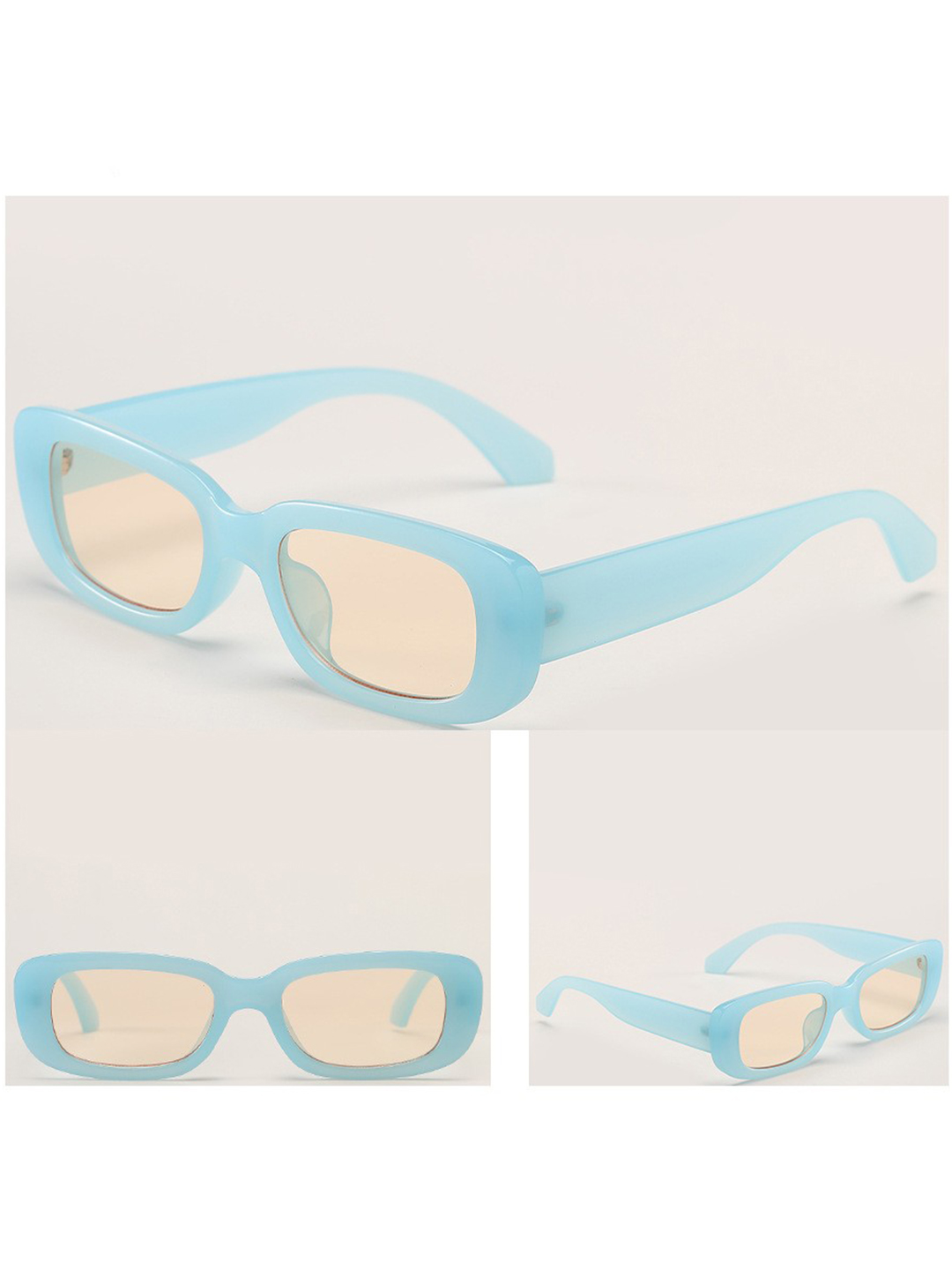 Blue Rectangular Polarized Sunglasses