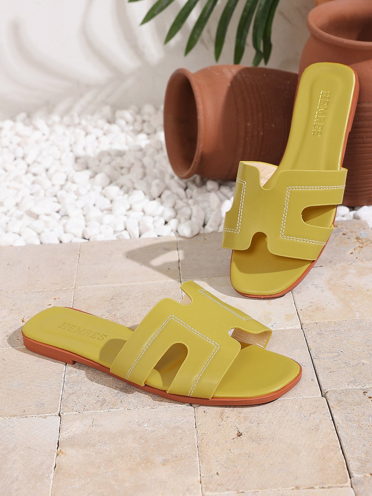 Stylish Yellow Flat Sandals for Women