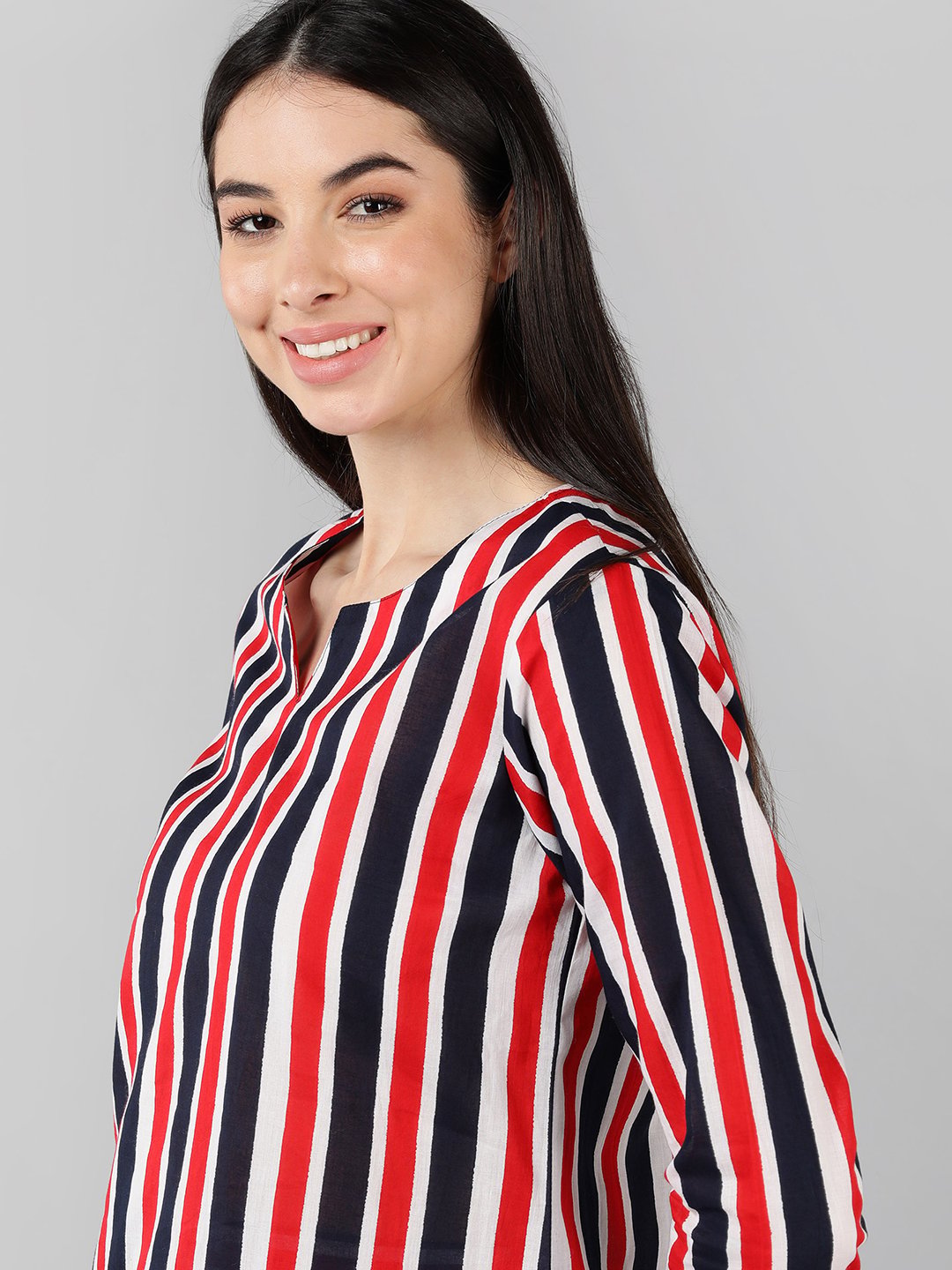 Multi-Stripe 3/4 Sleeve Nightdress