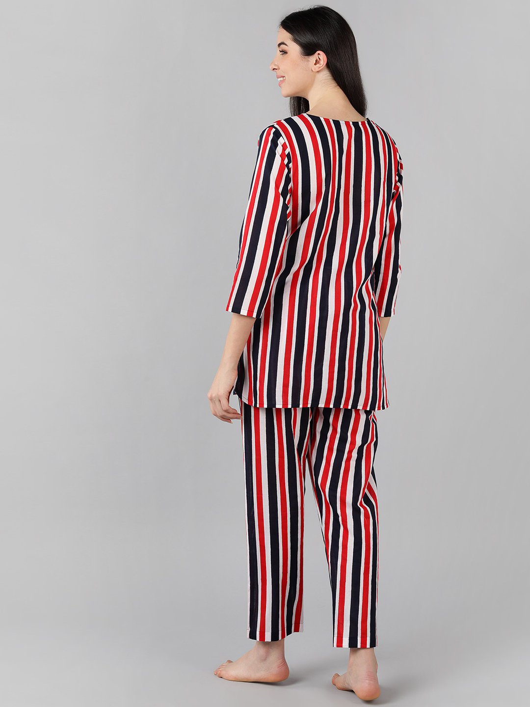 Multi-Stripe 3/4 Sleeve Nightdress