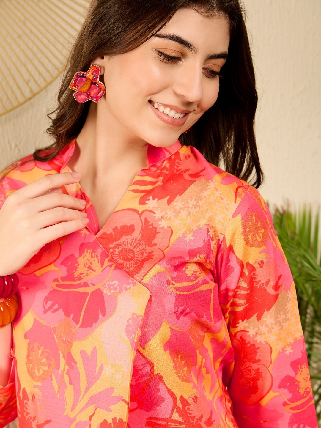 Floral Viscose Co-ord Set with Tunic and Trousers