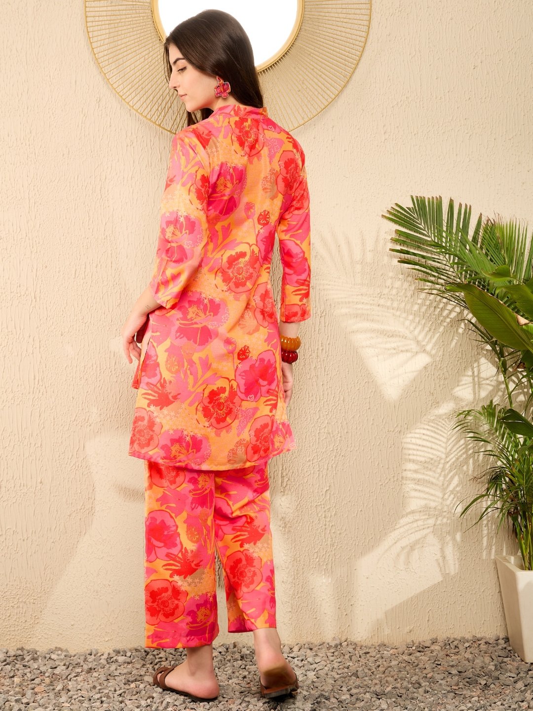 Floral Viscose Co-ord Set with Tunic and Trousers