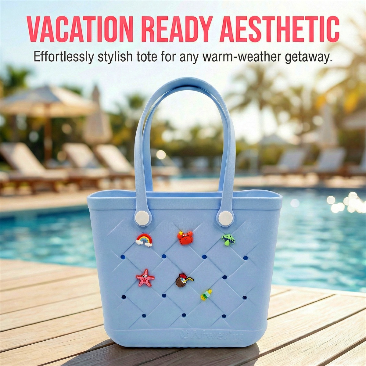 Blue Textured Tote Bag